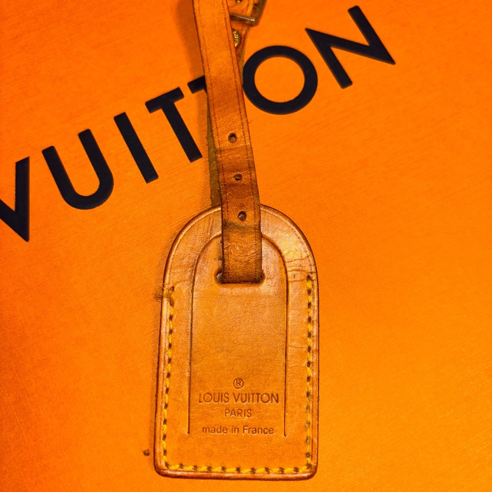 Vintage 1980s Louis Vuitton Leather Luggage Tag